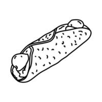 icona di cannoli. Doodle disegnato a mano o icona stile contorno vettore