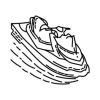 buona icona di jet ski. Doodle disegnato a mano o icona stile contorno vettore