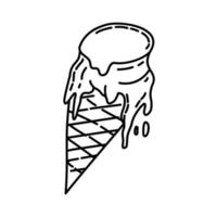 icona di gelato fuso. Doodle disegnato a mano o icona stile contorno vettore