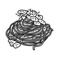 icona di spaghetti alla carbonara. Doodle disegnato a mano o icona stile contorno vettore