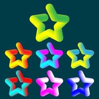 set di stelle colorate di design 3d. illustrazione vettoriale