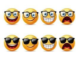 set di caratteri emoticon volti sorridenti vettore