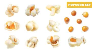 realistico Popcorn cereali impostato vettore