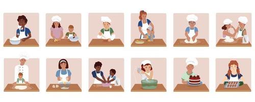 bambini cucinando scuola piatto icone