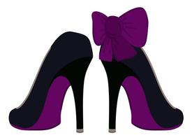 elegante nero scarpe con alto tacchi e viola arredamento. vettore isolato illustrazione.