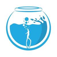 autorespiratore immersione sport logo, sotto acqua, vettore illustratore, silhouette, logo design.