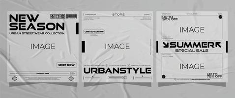 moderno urbano futuristico abbigliamento di strada moda design per sociale media inviare modello, manifesto e Stampa per maglietta. modificabile modello fascio design vettore