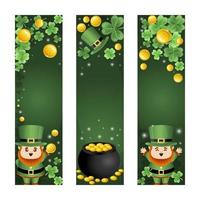 simpatico leprechaun e raccolta di banner di composizione in oro vettore