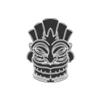 tiki tradizionale hawaiano tribale maschera con umano viso con schema. di legno totem simbolo, Dio a partire dal antico cultura di Hawaii. mano disegnato nel cartone animato stile, isolato su bianca sfondo. eps10 vettore. vettore
