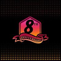 otto anni anniversario celebrazione logotipo. 8 ° anniversario logo, nero sfondo vettore