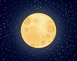 Luna. il Immagine di il pieno Luna nel il stellato cielo. giallo Luna nel il notte cielo. vettore illustrazione
