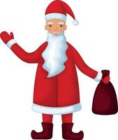 Santa claus. carino cartone animato Santa Claus con un' Borsa di i regali nel il suo mani. un' simbolo di Natale e nuovo anno. vettore illustrazione isolato su un' bianca sfondo