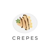 crespo pancake vettore illustrazione logo con Banana e cioccolato fuso guarnizione