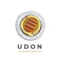 udon spaghetto la minestra vettore illustrazione logo con aggiunto Katsu