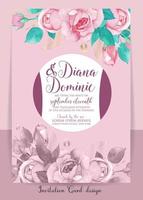 nozze invito carta con bellissimo fioritura floreale acquerello sfondo. bellissimo mano disegno invito design rosa rosa invito modello. elegante nozze carta con bellissimo floreale vettore. vettore