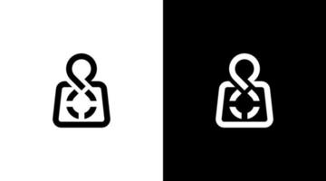 infinito logo vettore monogramma nero e bianca icona illustrazione stile disegni modelli