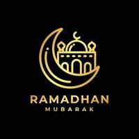 Ramadan d'oro logo design vettore illustrazione. Ramadan logo. moschea logo