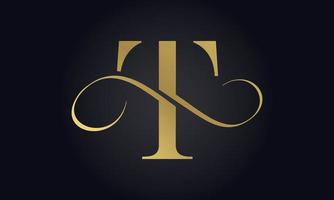 lusso lettera t logo modello nel oro colore. iniziale lusso t lettera logo design. bellissimo logotipo design per lusso azienda marchio. vettore