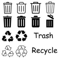 spazzatura icona vettore impostare. riciclare illustrazione cartello collezione. verde simbolo.