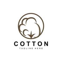 cotone logo, morbido cotone fiore design vettore naturale biologico impianti abbigliamento materiale e bellezza tessile