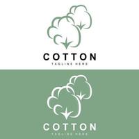 cotone logo, morbido cotone fiore design vettore naturale biologico impianti abbigliamento materiale e bellezza tessile