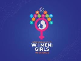 internazionale giorno di donne e ragazze nel scienza. scienza icona concetto. modello per sfondo, striscione, carta, manifesto. vettore illustrazione.