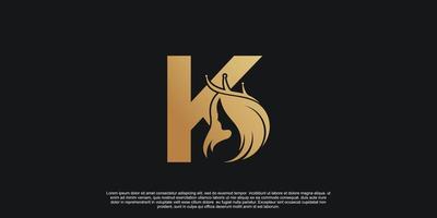 lettera logo K con bellezza unico concetto premio vettore