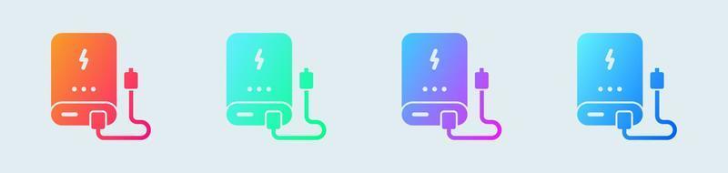 accumulatore di energia solido icona nel pendenza colori. energia fornitura segni vettore illustrazione.