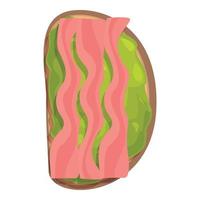 Bacon avocado crostini icona cartone animato vettore. pane fetta vettore