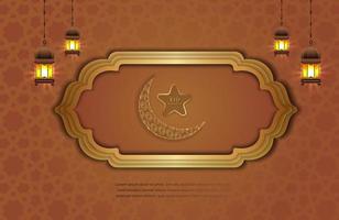 lusso oro sfondo bandiera con islamico arabesco ornamento. eid mubarak design modello vettore