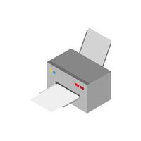 stampante isometrica illustrata su sfondo bianco vettore
