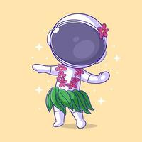 astronauta danza il hula danza felicemente vettore