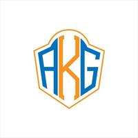 akg astratto monogramma scudo logo design su bianca sfondo. akg creativo iniziali lettera logo. vettore