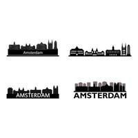 skyline di Amsterdam impostato su sfondo bianco vettore