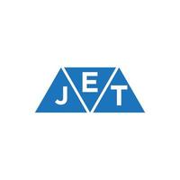 ejt triangolo forma logo design su bianca sfondo. ejt creativo iniziali lettera logo concetto. vettore