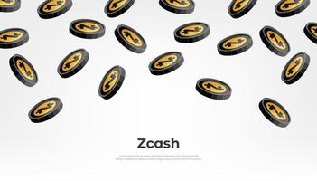 zcash moneta caduta a partire dal il cielo. zec criptovaluta concetto bandiera sfondo. vettore