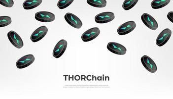 thorchain moneta caduta a partire dal il cielo. runa criptovaluta concetto bandiera sfondo. vettore