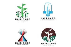 capelli cura logo, cuoio capelluto strato disegno, Salute salone marca illustrazione vettore