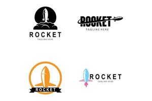 design del logo del razzo, veicolo per l'esplorazione spaziale vettore