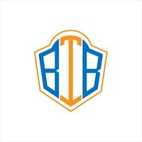 btb astratto monogramma scudo logo design su bianca sfondo. btb creativo iniziali lettera logo. vettore