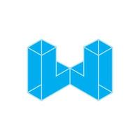 lettera w blu diamante geometrico3d logo vettore