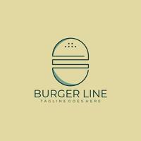 hamburger linea logo modello ispirazione. Hamburger logo modello con linea arte stile. vettore illustrazione