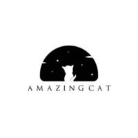 sorprendente gatto logo modello ispirazione. gatto logo modello con stellato cielo. vettore illustrazione