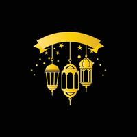 disegno vettoriale del fondo della cartolina d'auguri del ramadan kareem, feste islamiche, con il disegno della moschea della lampada della stella e la scrittura araba