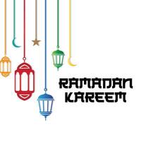 disegno vettoriale del fondo della cartolina d'auguri del ramadan kareem, feste islamiche, con il disegno della moschea della lampada della stella e la scrittura araba