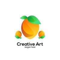 frutta logo design icona pendenza colorato vettore