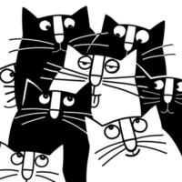 carino gatto facce scarabocchio impostare. collezione di inchiostro divertente gatti, vettore mano disegnato icone di gatto personaggi schizzo stile