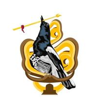kacer uccello vettore grafico illustrazione. arroccato Tenere il bastone di guerra. adatto per uccello squadra logo design.