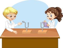 bambini scienziati che fanno esperimenti scientifici vettore