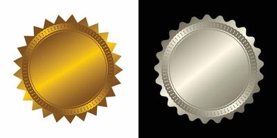 impostato vettore il giro d'oro e argento distintivo isolato, foca francobollo oro lusso elegante bandiera icona, vettore illustrazione certificato argento Foglio foca o medaglia isolato.